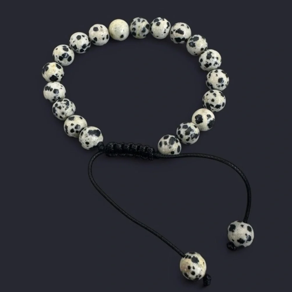 Dalmatian Jasper Adjustable Gemstone Bead Bracelet 8mm